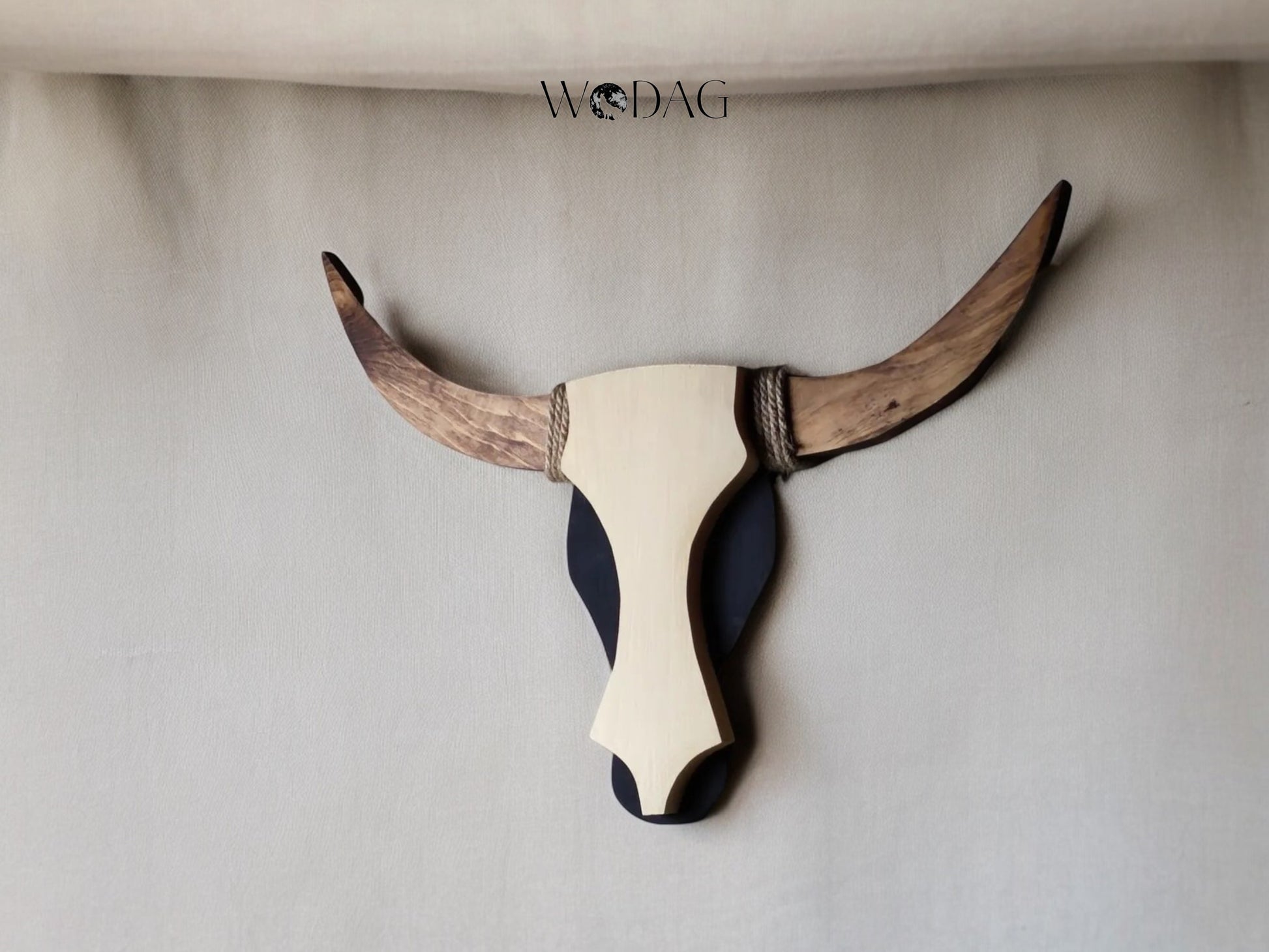 Wooden Bull Head Black , Decorative Wall Art