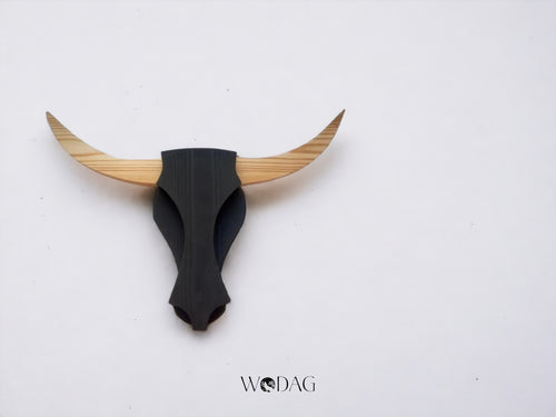 Wooden Bull Head Black