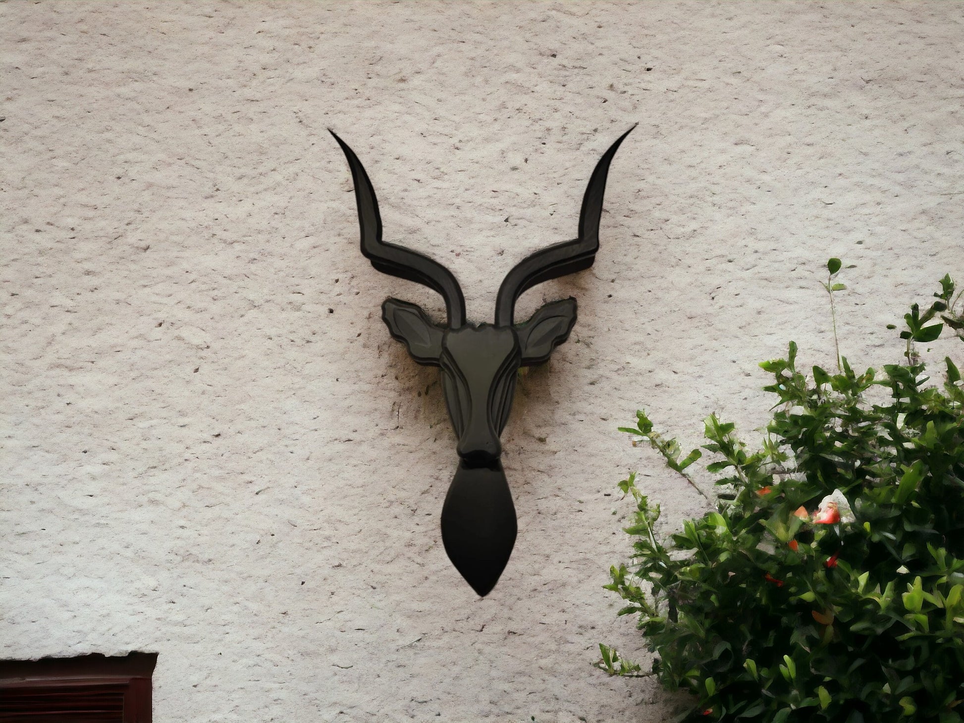 Black Wooden Deer Head with White Dot Pattern