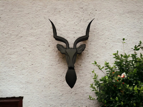 Black Wooden Deer Head with White Dot Pattern